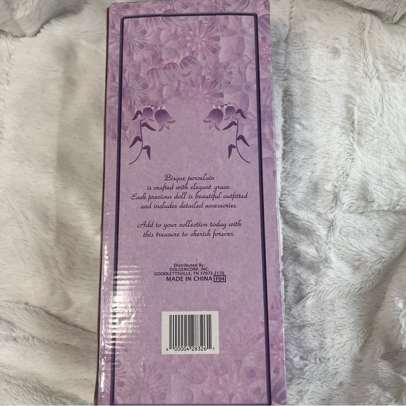 Collectible Porcelain Doll with Brown Curl Hair Pink Dress Straw Hat with Stand - Picture 13 of 13